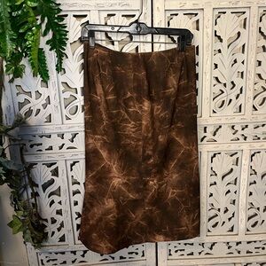 CATO OUTRAGEOUS MARBLED SHADES OF BROWN & CREAM SOFT STRETCHY PLUS MIDI SKIRT